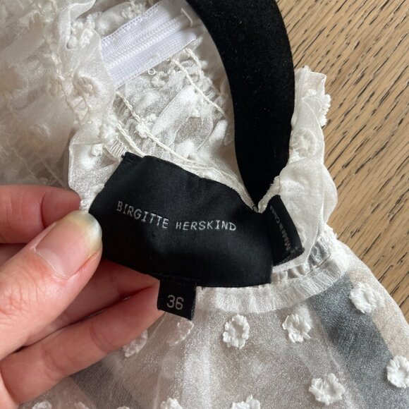 Birgitte Herskind Grace Swiss Dot Blouse White Size 36 - Picture 7 of 8